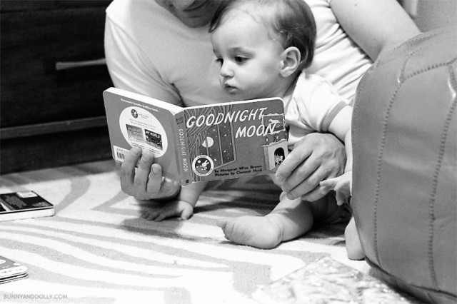 baby reading goodnight moon