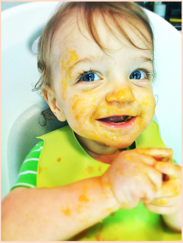 messy baby eating
