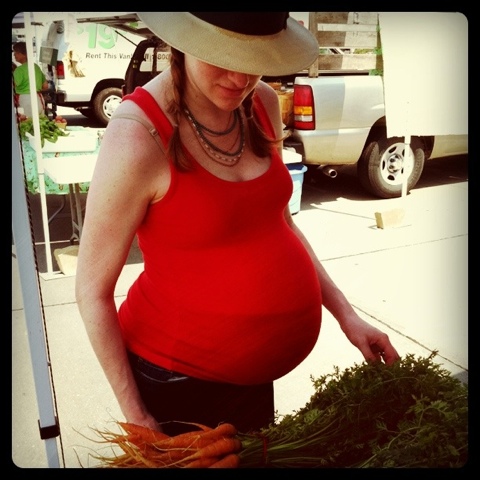baby bump at farmer's market