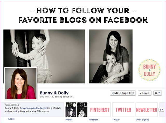 How to follow your favorite blogs on Facebook via www.bunnyanddolly.com