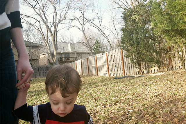 Walking in backyard with toddler | bunnyanddolly.com