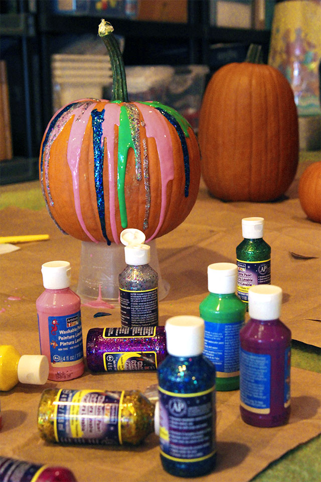 drip paint pumpkins