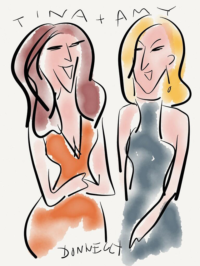 liza donnelly live draw-tweets tina and amy