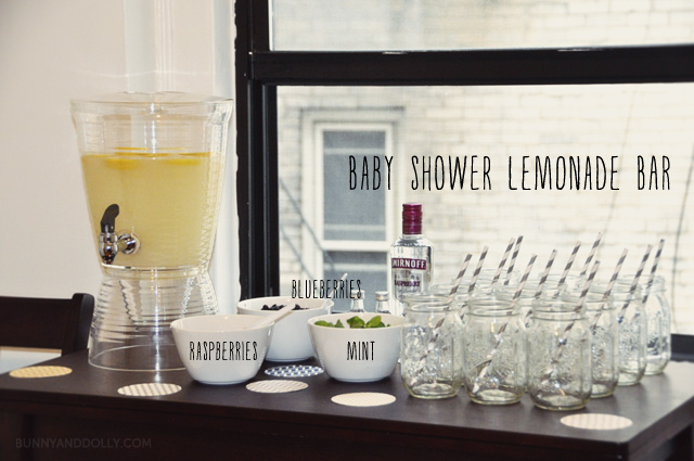 baby shower lemonade bar | minted party decor www.bunnyanddolly.com