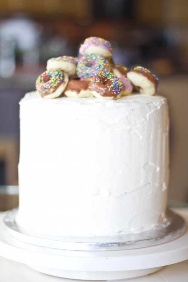 birthday cake with donut topping