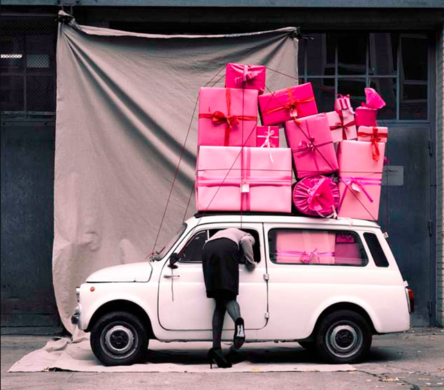 pink presents small car