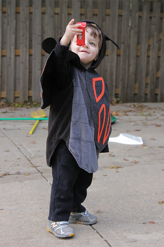 toddler bug costume on halloween (with a Kit Kat!)