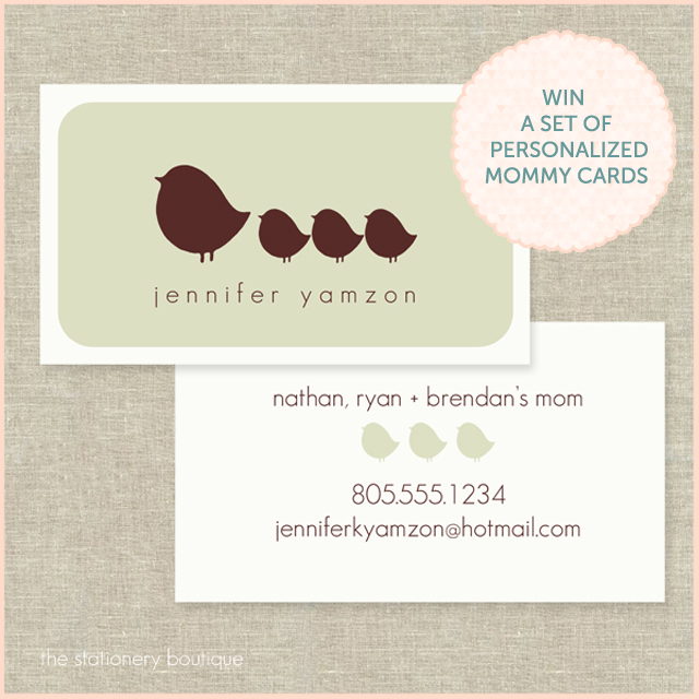 Win set of mommy calling cards from The Stationery Boutique