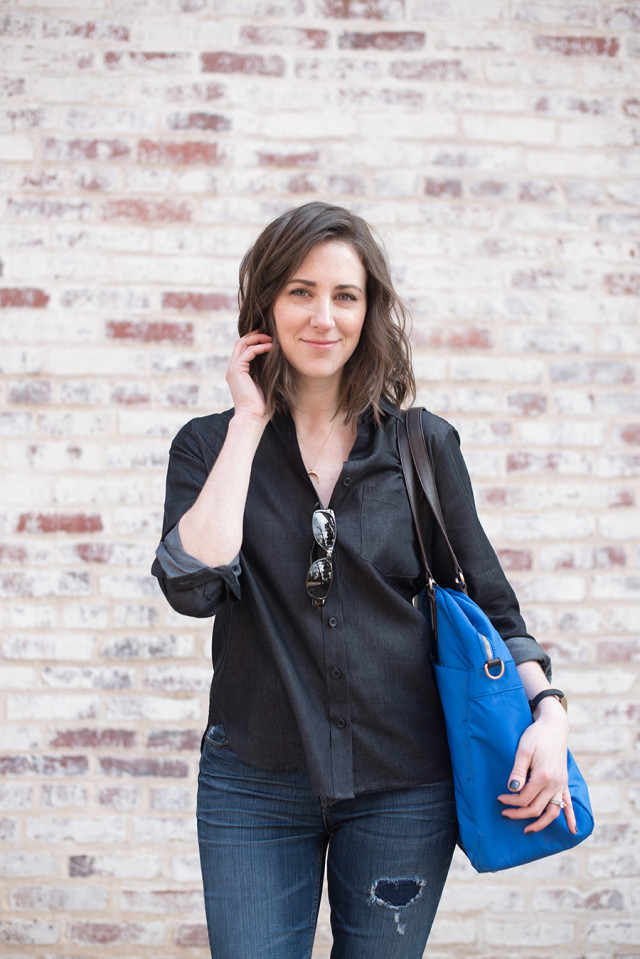 My everyday style includes easy denim-on-denim outfits