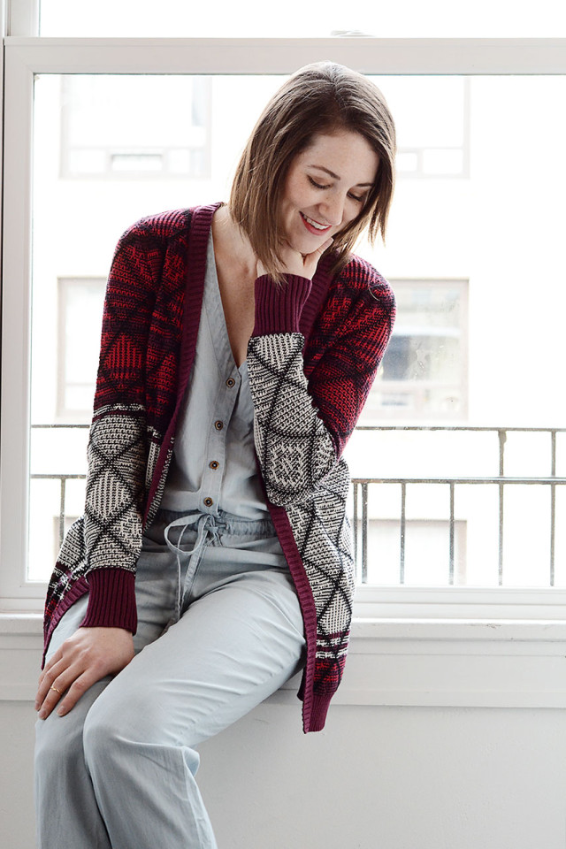 How to wear clogs this fall: Pair them with a cozy sweater cardigan on A Girl Named PJ