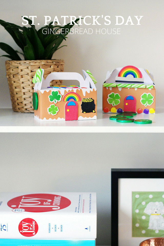 Kids' crafts: St. Patrick's Day gingerbread house on A Girl Named PJ