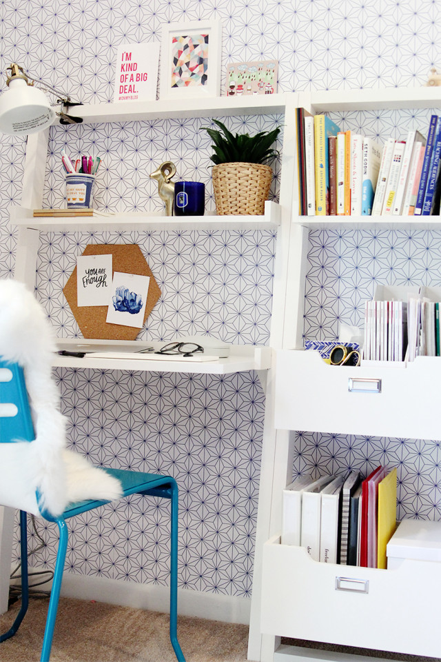 Upgrade your home office by adding a live plant or two. More decorating tips on A Girl Named PJ.