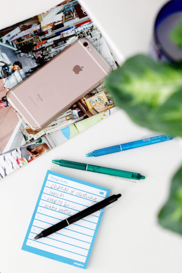 To-do lists with erasable Pilot Pens are a great way to make mornings more manageable with kids.