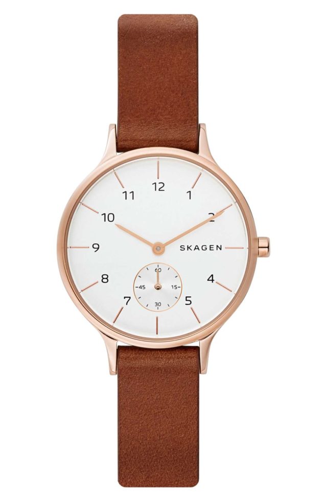 brown leather and rose gold skagen watch brown leather and rose gold skagen watch