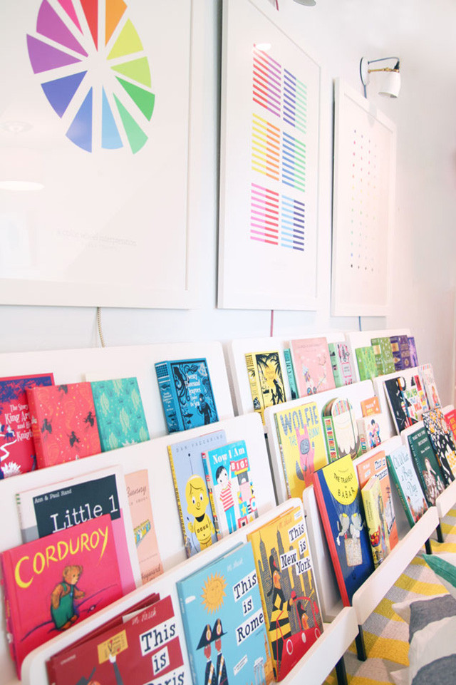 Cool playroom idea: Build a colorful library for kids
