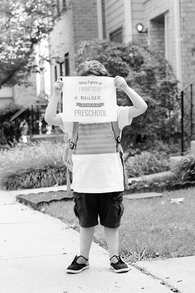 Print this free First Day of School sign for your preschooler to hold | A Girl Named PJ Print this free First Day of School sign for your preschooler to hold | A Girl Named PJ