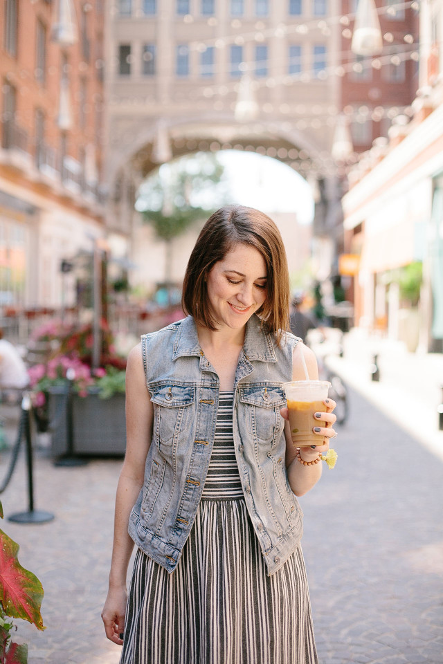 Late summer style with an iced coffee in hand | A Girl Named PJ Late summer style with an iced coffee in hand | A Girl Named PJ